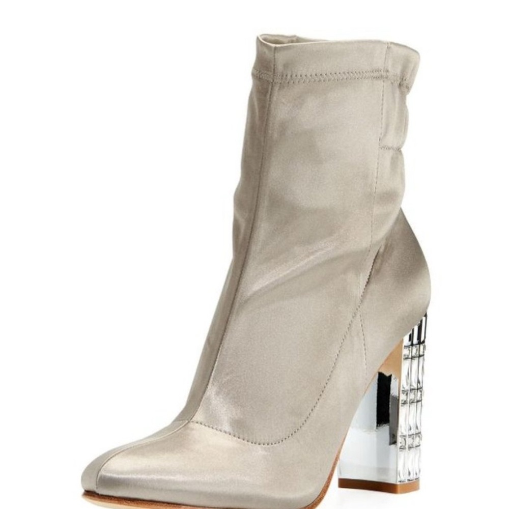 Badgley Mischka Metallic Heeled Boots with Transparent Block Heel